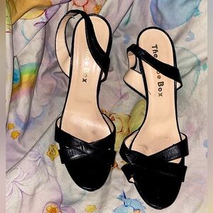 Made in Italy Black Leather Slingback Heels Size 40